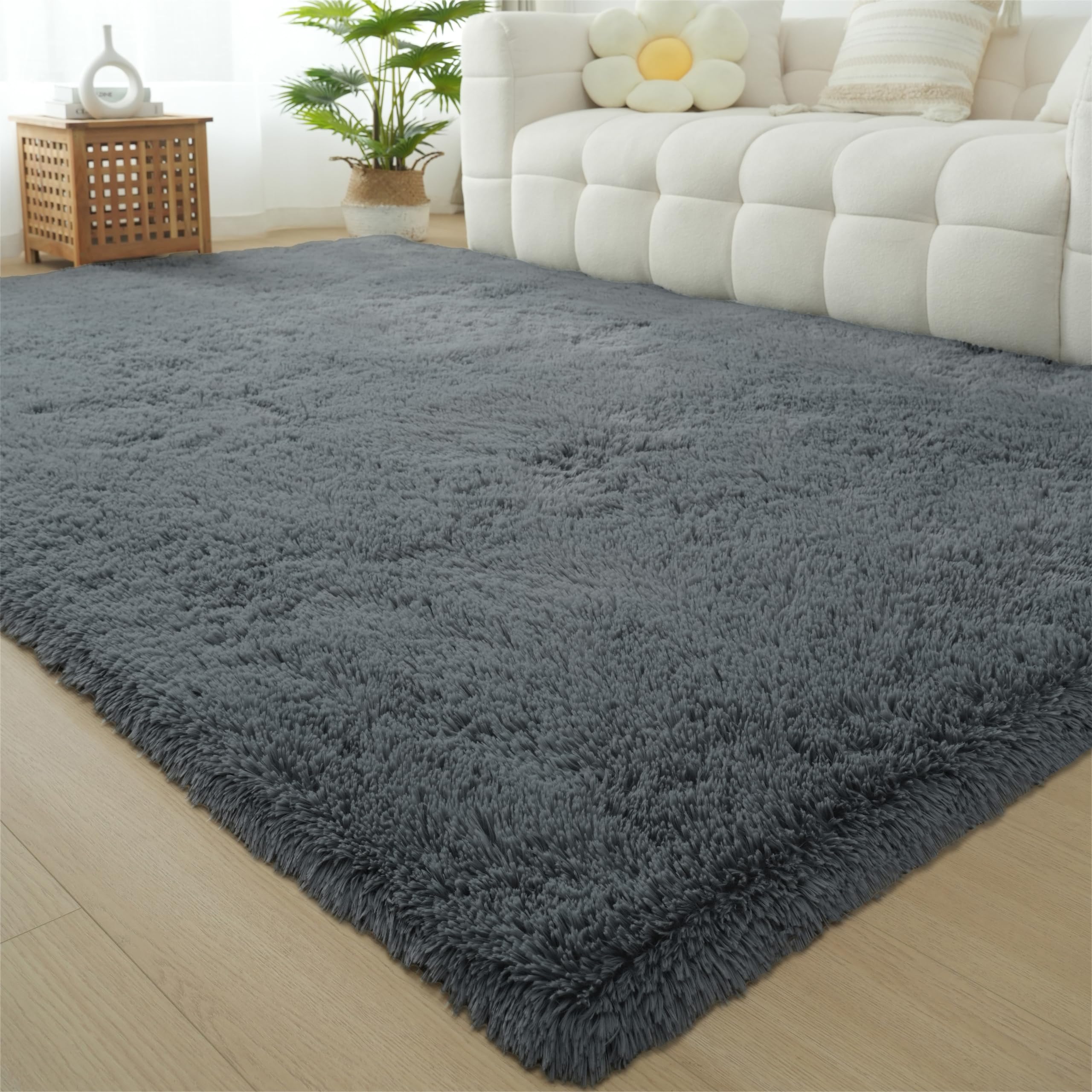 Area Rugs 9x12 Living Room: Shag Area Rug for Living Room - Gray